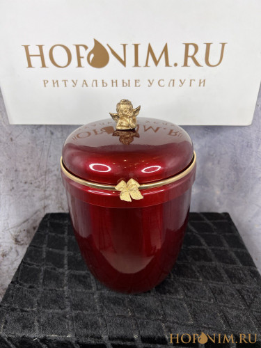 Урна для праха металл красная "Ангел"